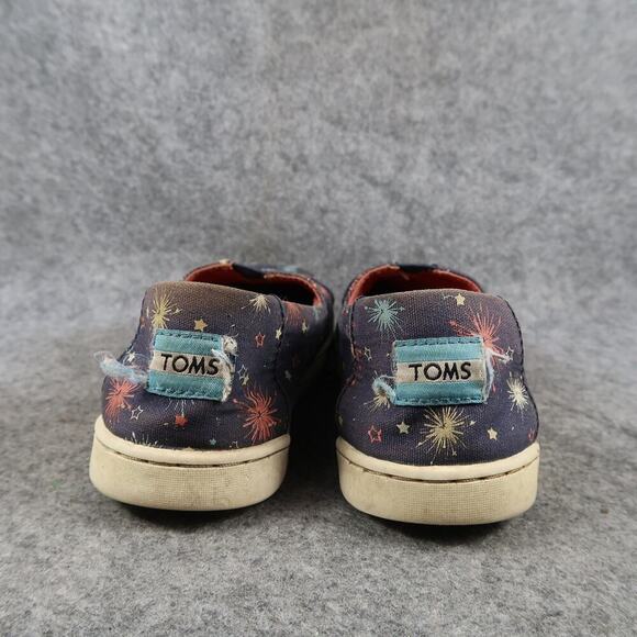 Toms Shoes Kids 3 Slip On Loafer Flats Casual Canvas Sneaker Fireworks Blue - Picture 5 of 11